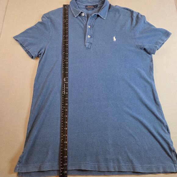 Polo Ralph Lauren Featherweight Mesh Polo Shirt Blue Men’s Size L Cotton - Picture 5 of 11